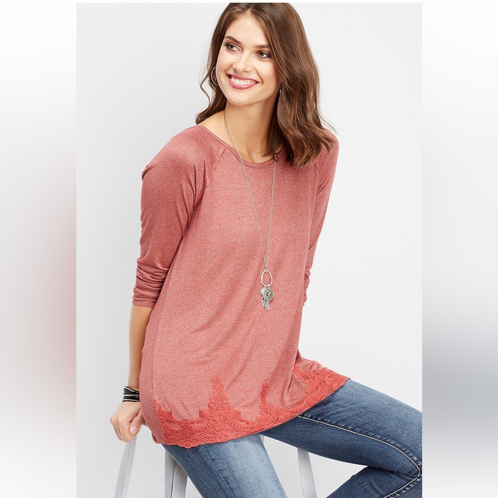 🆕 NWT Maurices solid lace hem tunic top, 0X/XL